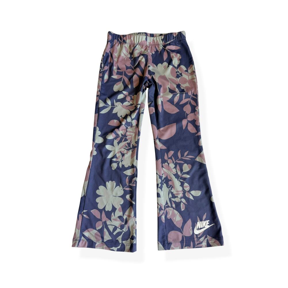 Nike Dri-Fit Floral Flare Leggings Girls XS 4-5 Purple Yoga Pants